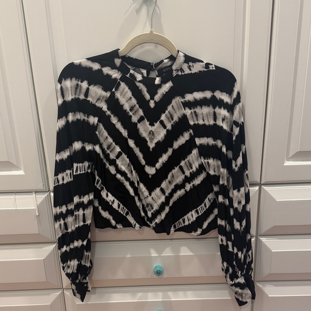 AFRM Monochrome Zigzag Blouse